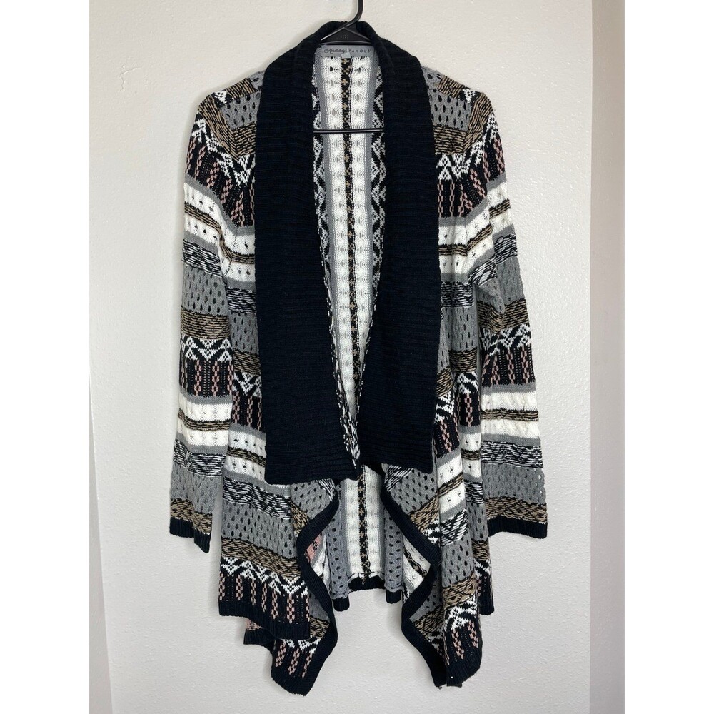 Absolutely Famous Open Front Cardigan Womens Large Knit Aztec Boho Sweater